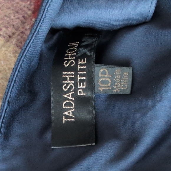 Tadashi Shoji  Navy Nude Lace & Jersey Structure Gown Dress  - Picture 5 of 7